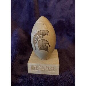 Michigan Spartans Laser Cut Wooden Football And Hat